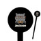 Hipster Cats & Mustache Black Plastic 6" Food Pick - Round - Closeup