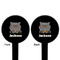 Hipster Cats & Mustache Black Plastic 6" Food Pick - Round - Double Sided - Front & Back