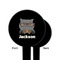 Hipster Cats & Mustache Black Plastic 6" Food Pick - Round - Single Sided - Front & Back