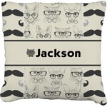 Hipster Cats & Mustache Faux-Linen Throw Pillow 20" (Personalized)