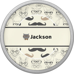 Hipster Cats & Mustache Cabinet Knob (Silver) (Personalized)
