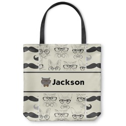 Hipster Cats & Mustache Canvas Tote Bag - Small - 13"x13" (Personalized)