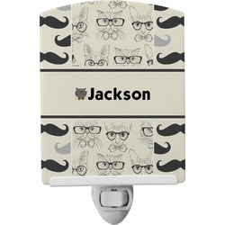 Hipster Cats & Mustache Ceramic Night Light (Personalized)