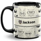 Hipster Cats & Mustache Coffee Mug - 11 oz - Full- Black