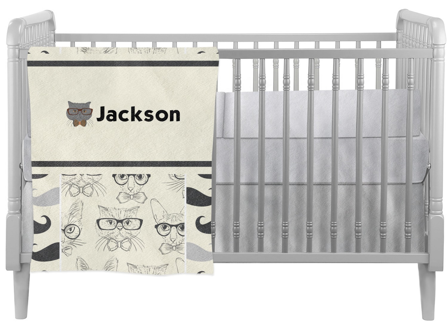 Mustache crib shop bedding set