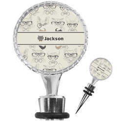 Hipster Cats & Mustache Wine Bottle Stopper (Personalized)