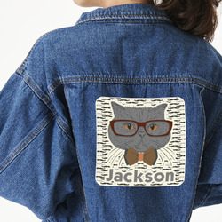 Hipster Cats & Mustache Twill Iron On Patch - Custom Shape - 2XL - Set of 4 (Personalized)