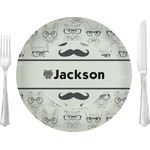 Hipster Cats & Mustache 10" Glass Lunch / Dinner Plates - Single or Set (Personalized)