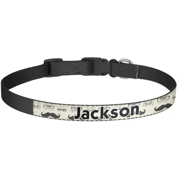 Custom Hipster Cats & Mustache Dog Collar - Large (Personalized)