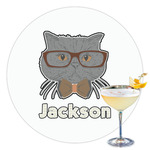 Hipster Cats & Mustache Printed Drink Topper - 3.5" (Personalized)