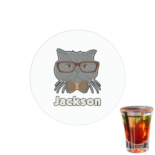 Custom Hipster Cats & Mustache Printed Drink Topper - 1.5" (Personalized)