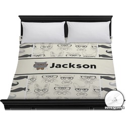 Hipster Cats & Mustache Duvet Cover - King (Personalized)