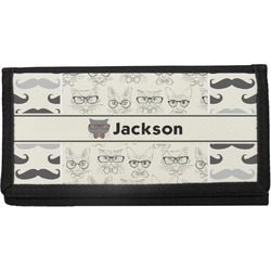 Hipster Cats & Mustache Canvas Checkbook Cover (Personalized)