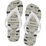 Hipster Cats & Mustache Flip Flops - Large (Personalized)