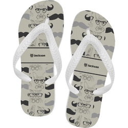 Hipster Cats & Mustache Flip Flops - Small (Personalized)