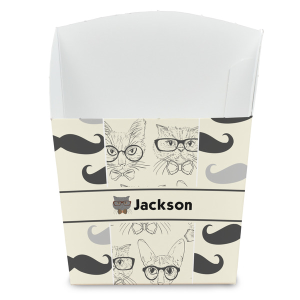 Custom Hipster Cats & Mustache French Fry Favor Boxes (Personalized)