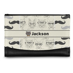 Hipster Cats & Mustache Genuine Leather Women's Wallet - Small (Personalized)