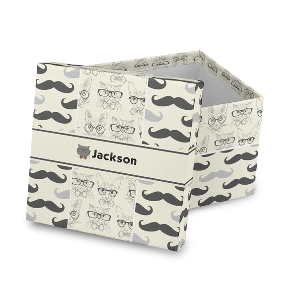 Custom Hipster Cats & Mustache Gift Box with Lid - Canvas Wrapped (Personalized)