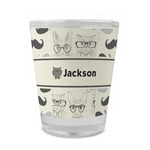 Hipster Cats & Mustache Glass Shot Glass - 1.5 oz - Single (Personalized)