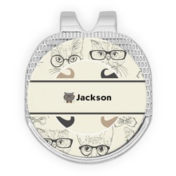 Hipster Cats & Mustache Golf Ball Marker - Hat Clip - Silver