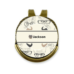 Hipster Cats & Mustache Golf Ball Marker - Hat Clip - Gold