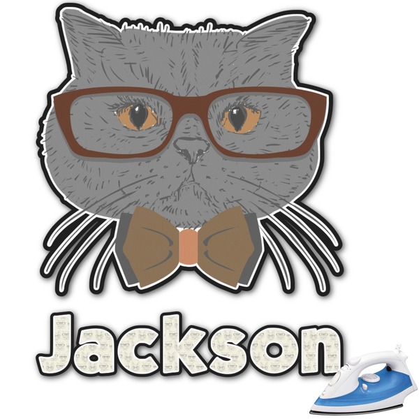 Custom Hipster Cats & Mustache Graphic Iron On Transfer (Personalized)