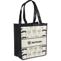 Hipster Cats & Mustache Grocery Bag (Personalized)