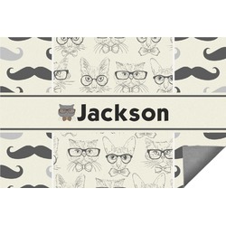Hipster Cats & Mustache Indoor / Outdoor Rug - 6'x8' w/ Name or Text