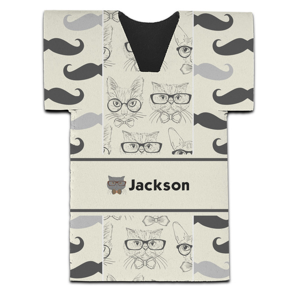 Custom Hipster Cats & Mustache Jersey Bottle Cooler (Personalized)