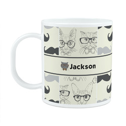 Hipster Cats & Mustache Plastic Kids Mug (Personalized)