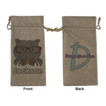 Hipster Cats & Mustache Large Burlap Gift Bag - Front & Back (Personalized)