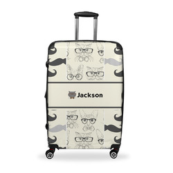 Hipster Cats & Mustache Suitcase - 28" Large - Checked w/ Name or Text