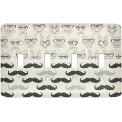 Hipster Cats & Mustache Light Switch Cover (4 Toggle Plate)