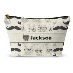 Hipster Cats & Mustache Makeup Bag - Large - 12.5"x7" (Personalized)
