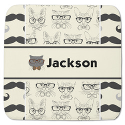 Hipster Cats & Mustache Memory Foam Bath Mat - 48"x48" (Personalized)