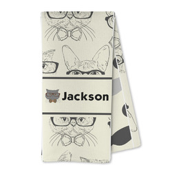 Hipster Cats & Mustache Kitchen Towel - Microfiber (Personalized)