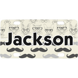 Hipster Cats & Mustache Mini / Bicycle License Plate (4 Holes) (Personalized)