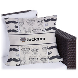 Hipster Cats & Mustache Outdoor Pillow - 20" (Personalized)