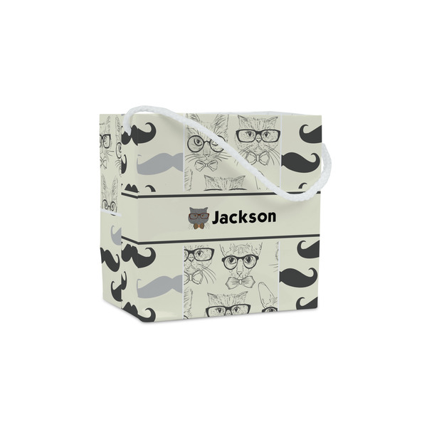 Custom Hipster Cats & Mustache Party Favor Gift Bags - Gloss (Personalized)