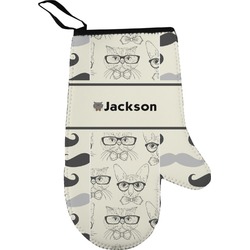 Hipster Cats & Mustache Right Oven Mitt (Personalized)