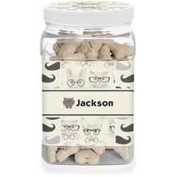 Hipster Cats & Mustache Dog Treat Jar (Personalized)