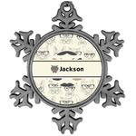 Hipster Cats & Mustache Vintage Snowflake Ornament (Personalized)