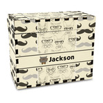 Hipster Cats & Mustache Wood Recipe Box - Full Color Print (Personalized)