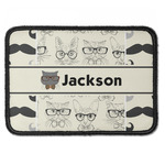 Hipster Cats & Mustache Iron On Rectangle Patch w/ Name or Text