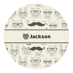 Hipster Cats & Mustache Round Decal - Large (Personalized)
