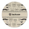 Hipster Cats & Mustache Round Linen Placemats - FRONT (Double Sided)