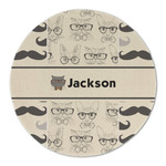 Hipster Cats & Mustache Round Linen Placemat (Personalized)