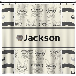 Hipster Cats & Mustache Shower Curtain - 71" x 74" (Personalized)
