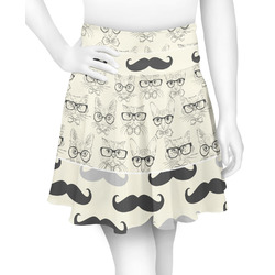 Hipster Cats & Mustache Skater Skirt - Large