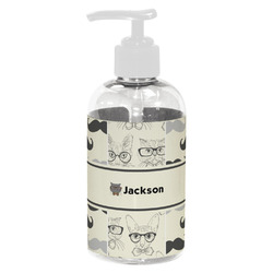 Hipster Cats & Mustache Plastic Soap / Lotion Dispenser (8 oz - Small - White) (Personalized)